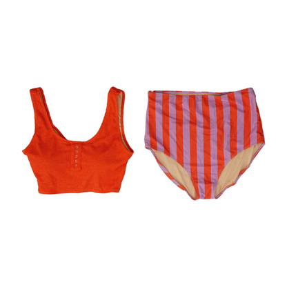 Coral Striped Two-Piece
