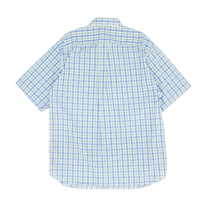 Blue Plaid Short Sleeve Button Down