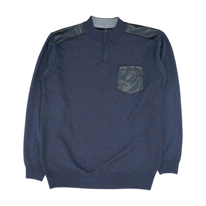 Navy Solid 1/4 Zip Sweater