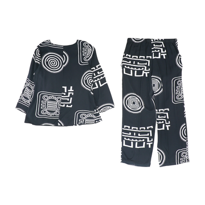 Black Abstract Pant Set