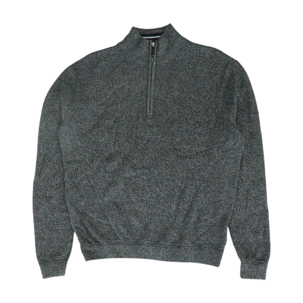Gray Solid 1/4 Zip Sweater