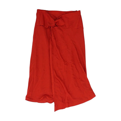 Red Solid Midi Skirt
