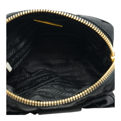 Black Nylon Mini Bow Wristlet