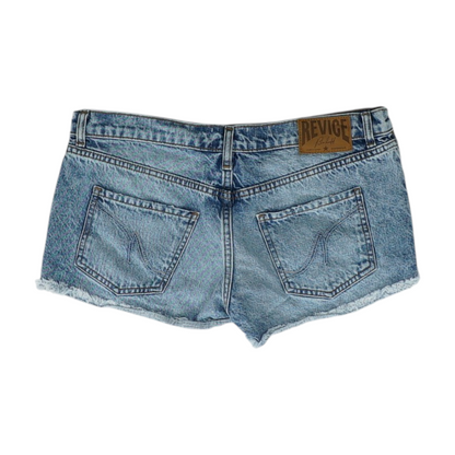 Blue Solid Denim Shorts