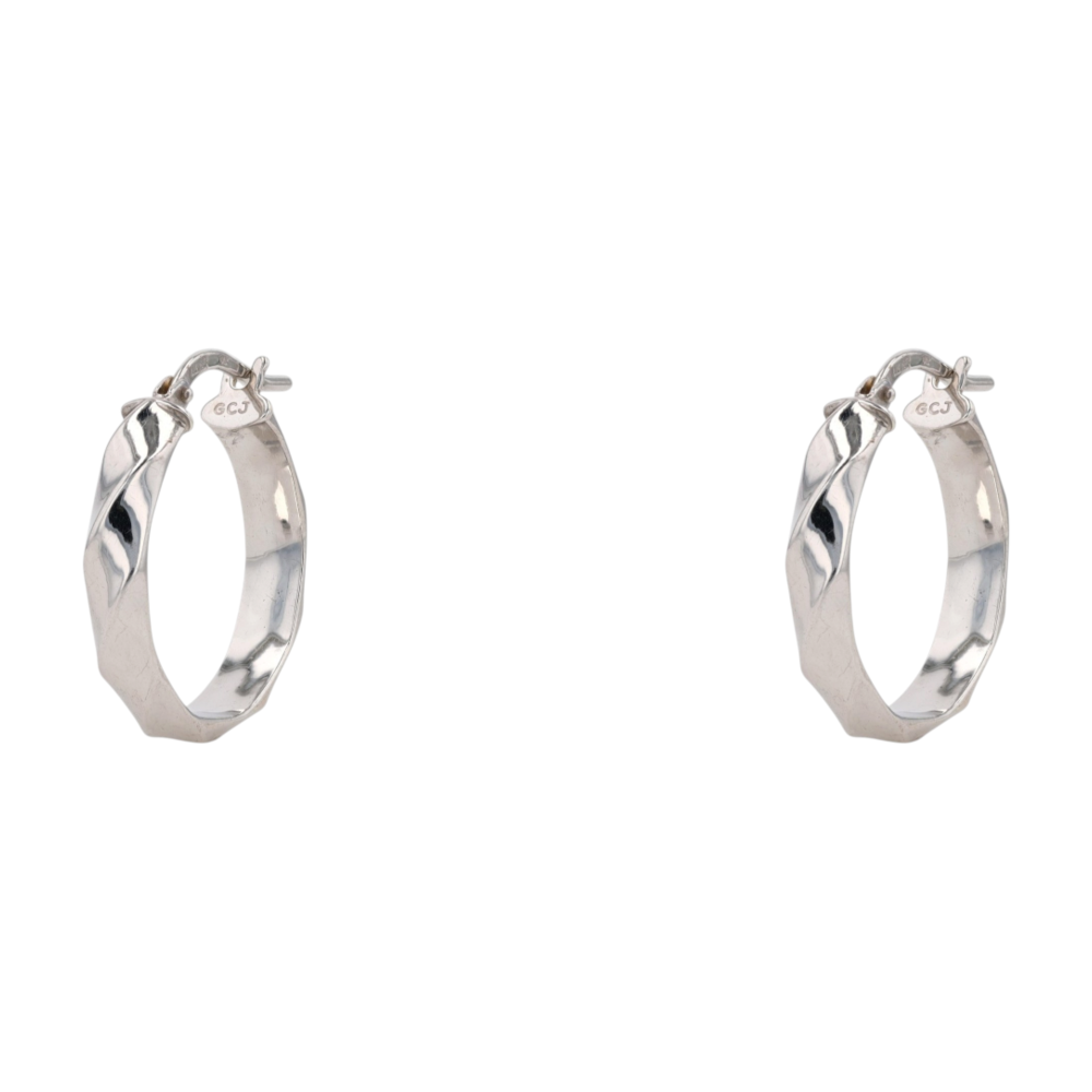 14K White Gold Hoop Earrings