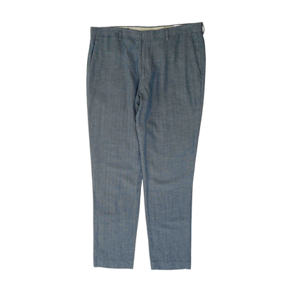Blue Herringbone Slim Pants