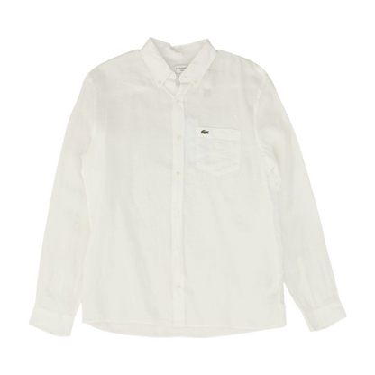 White Solid Long Sleeve Button Down