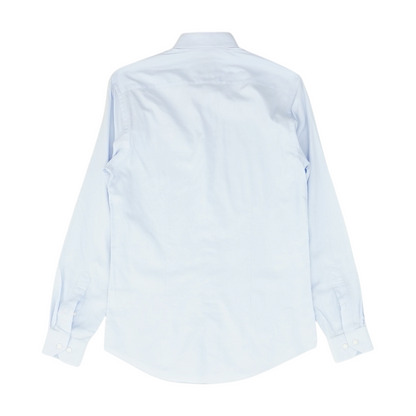 Blue Solid Long Sleeve Button Down