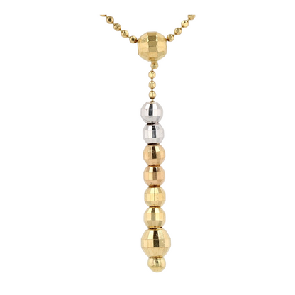 18K Tri-Tone Gold Lariat Necklace