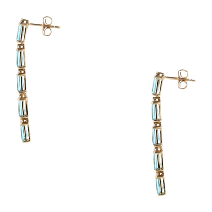 3 1/8 ctw 14K Yellow Gold Blue Topaz Drop Earrings