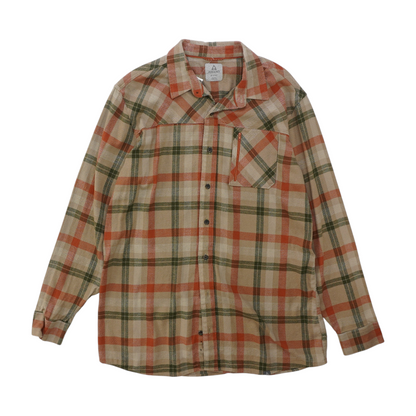 Beige Tall Plaid Flannel Button Down