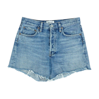 Blue Solid Denim Shorts