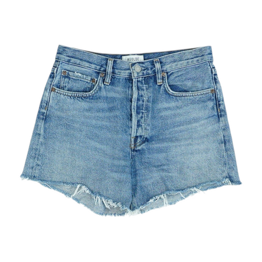 Blue Solid Denim Shorts