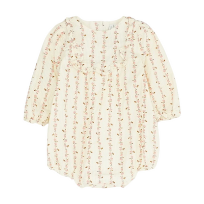 Janie & Jack Cream Floral Long Sleeve One-Piece – Image 1
