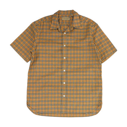 Brown Plaid Short Sleeve Button Down