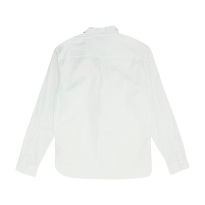 White Solid Long Sleeve Button Down