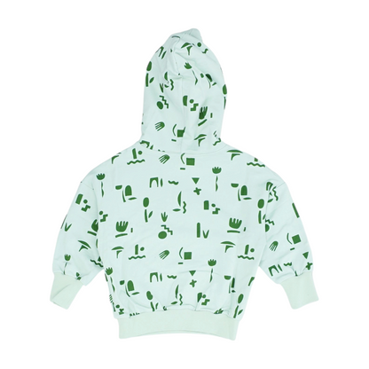 Green Print Hoodie Pullover