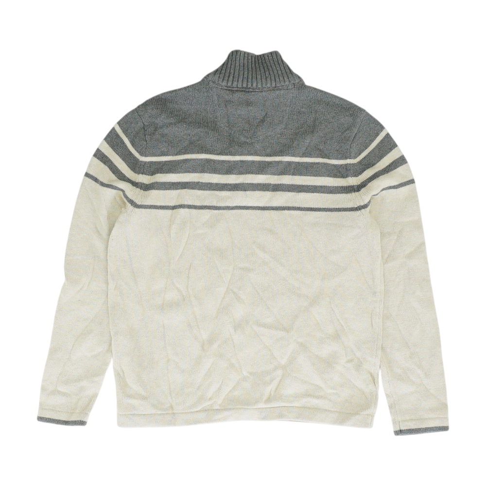 Beige Color Block 1/4 Zip Sweater