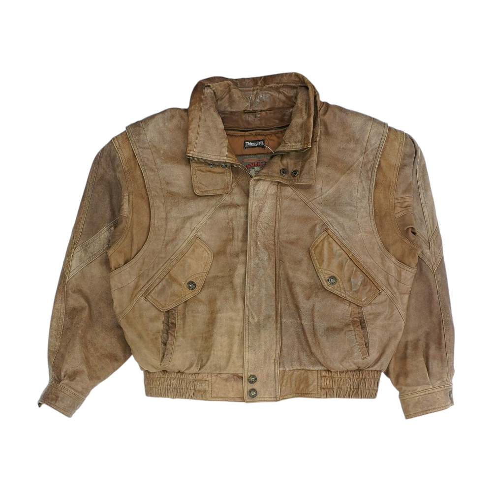 Brown Solid Leather Jacket