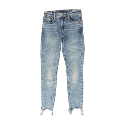 Blue Solid Skinny Leg Jeans