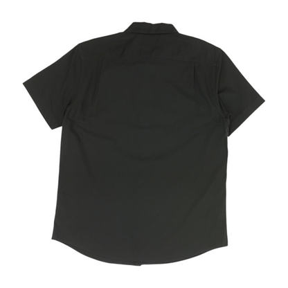 Black Solid Short Sleeve Button Down