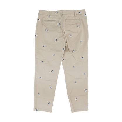 Beige Petite Print Relaxed Pants