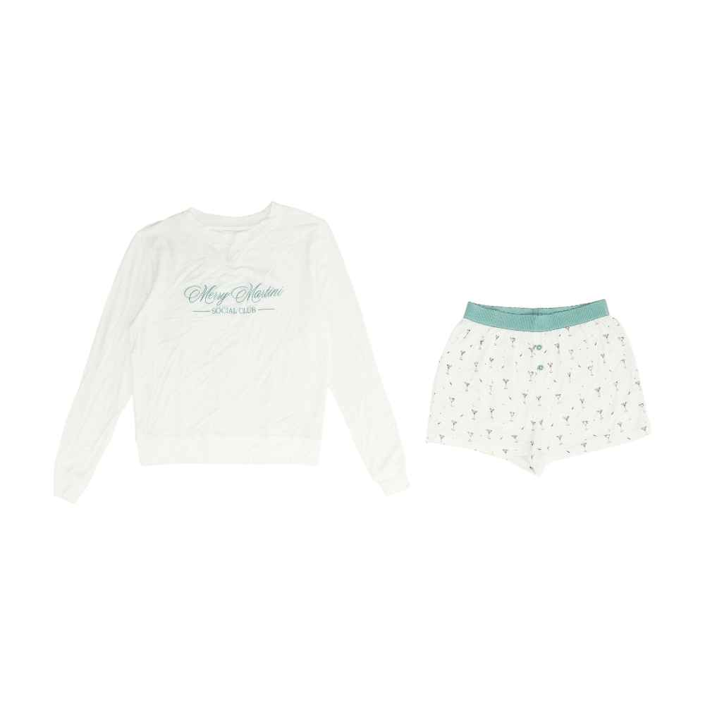 White Graphic Pajama Set