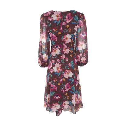 Brown Floral Midi Dress