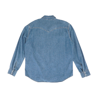 Blue Solid Long Sleeve Button Down