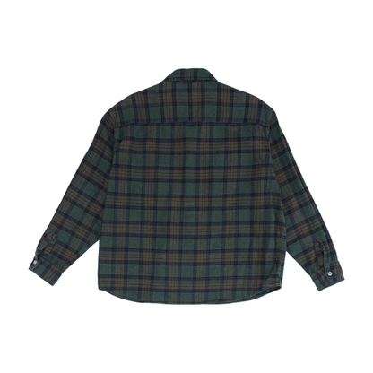 Green Plaid Long Sleeve Button Down