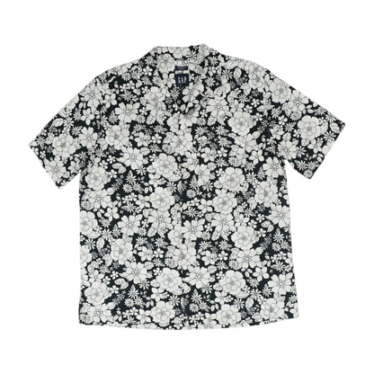 White Floral Short Sleeve Button Down