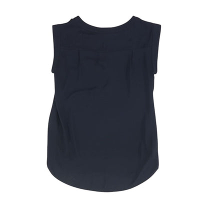 Navy Solid Short Sleeve Blouse