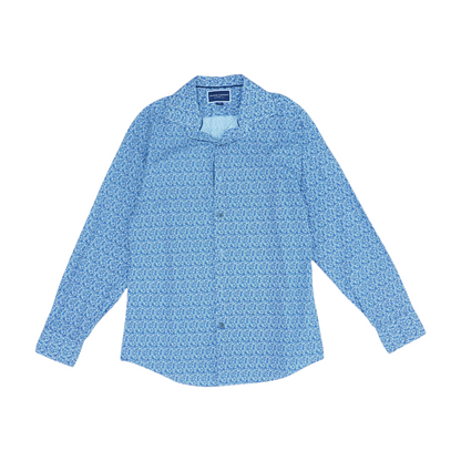 Blue Abstract Long Sleeve Button Down