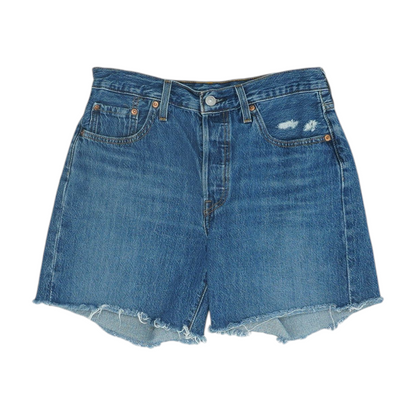 Blue Solid Denim Shorts