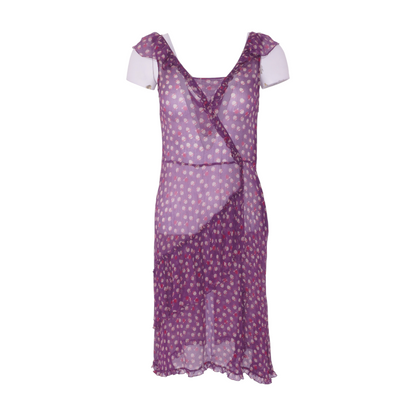 Purple Polka Dot Midi Dress