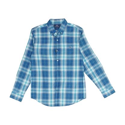 Blue Plaid Long Sleeve Button Down