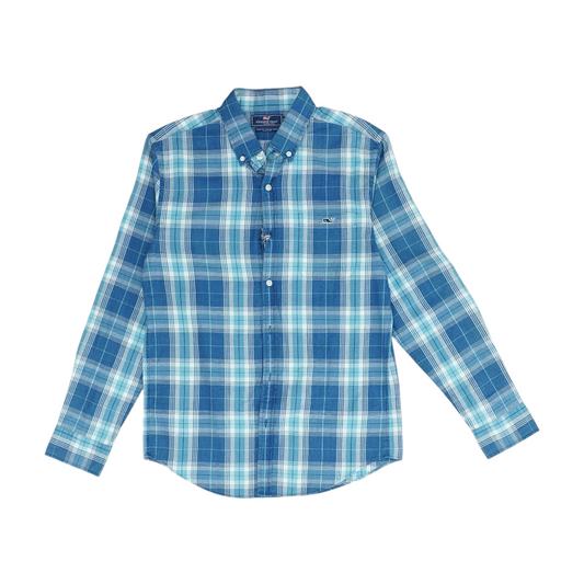 Blue Plaid Long Sleeve Button Down
