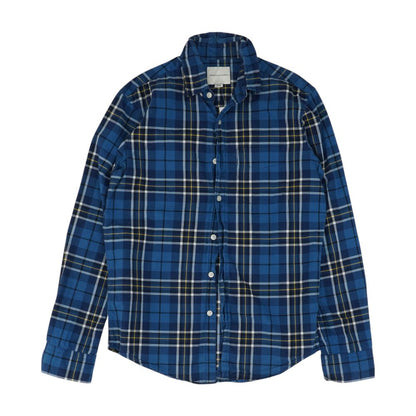 Navy Plaid Long Sleeve Button Down