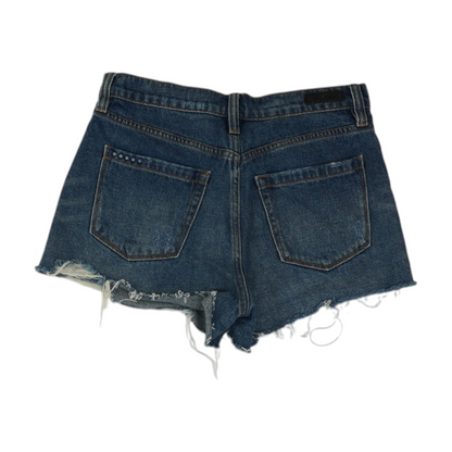 Blue Solid Denim Shorts
