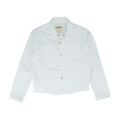 White Solid Denim Jacket