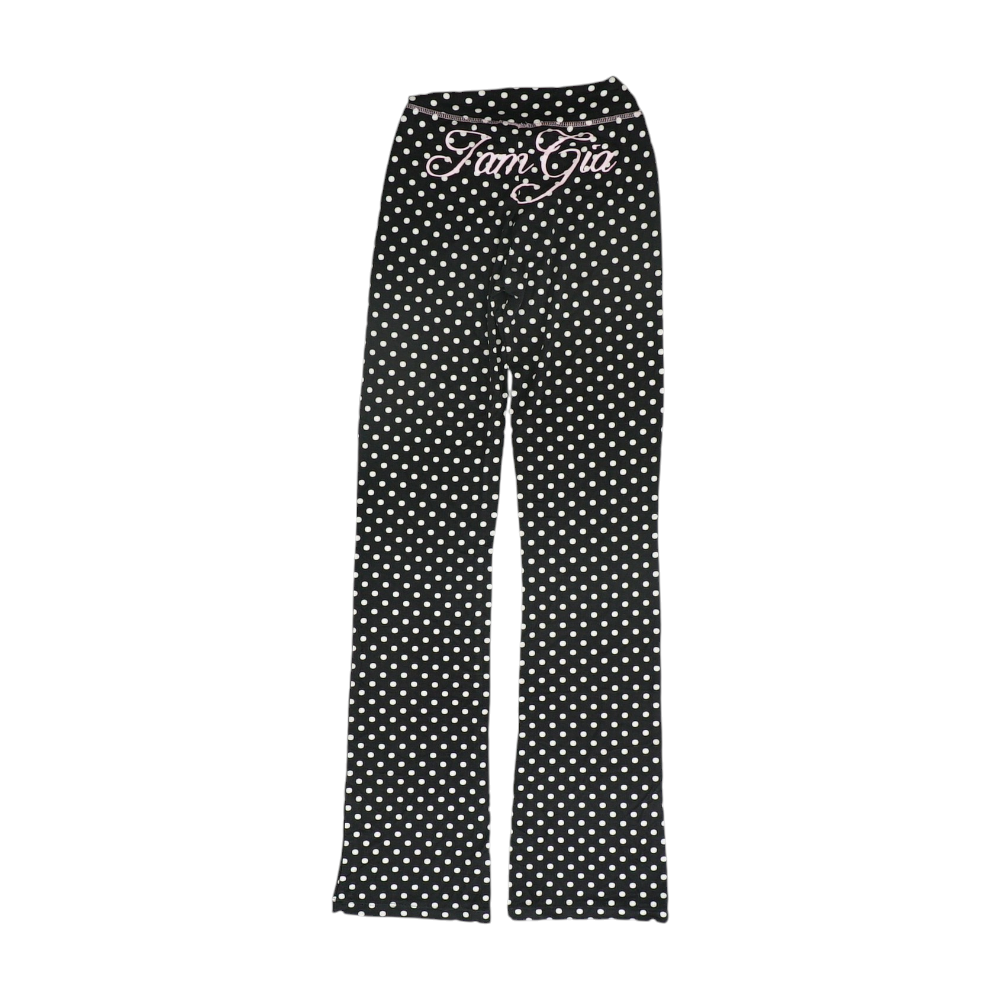 Black Polka Dot Regular Pants
