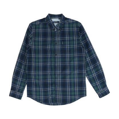 Navy Plaid Long Sleeve Button Down