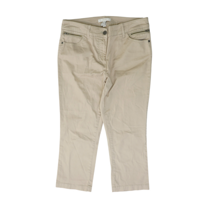 Beige Solid 5-Pocket Capris