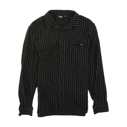 Black Striped Flannel Button Down