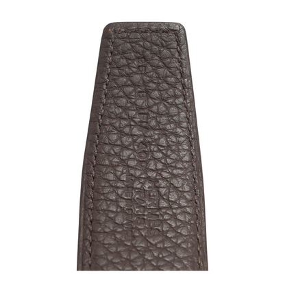 Noir & Etain H Guillochee Belt Buckle & Reversible Leather Strap 32mm in Box 135 & Togo Calfskin