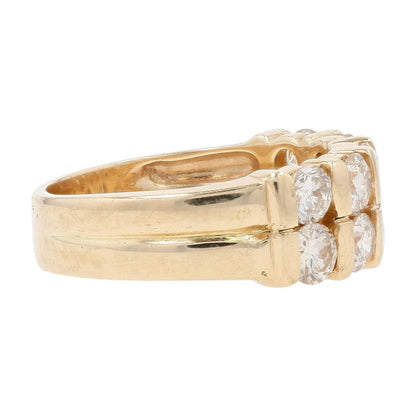 3 1/3 Ct 14K Gold Double Row Round Diamond Anniversary Ring