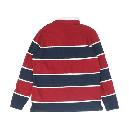 Red Striped Long Sleeve Polo