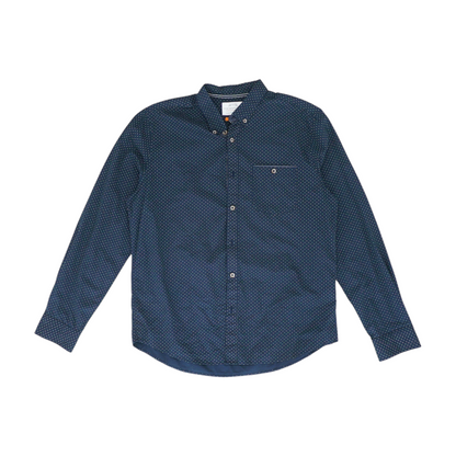 Navy Polka Dot Long Sleeve Button Down