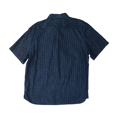 Navy Print Short Sleeve Button Down
