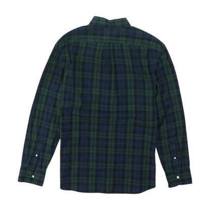Green Plaid Long Sleeve Button Down